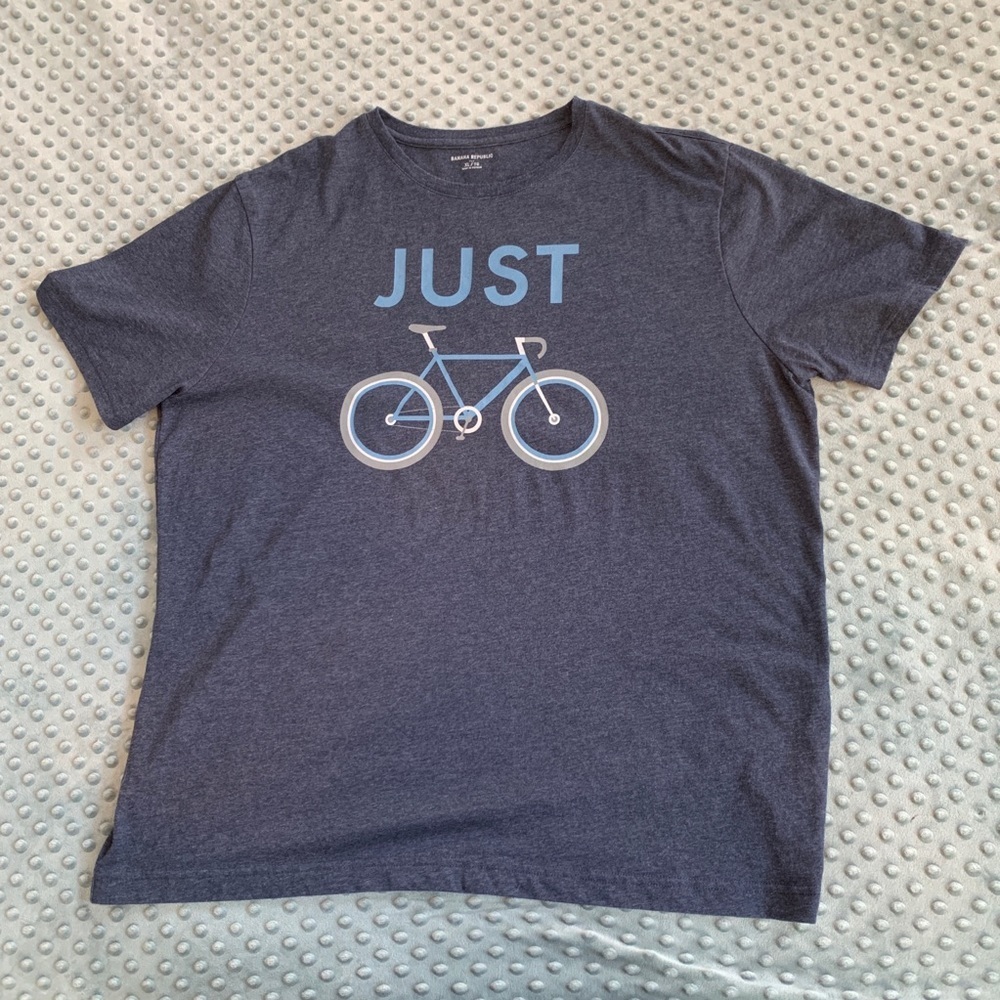 Banana Republic “Just Bike” Graphic Short Sleeve T-Shirt - Navy Blue - XL